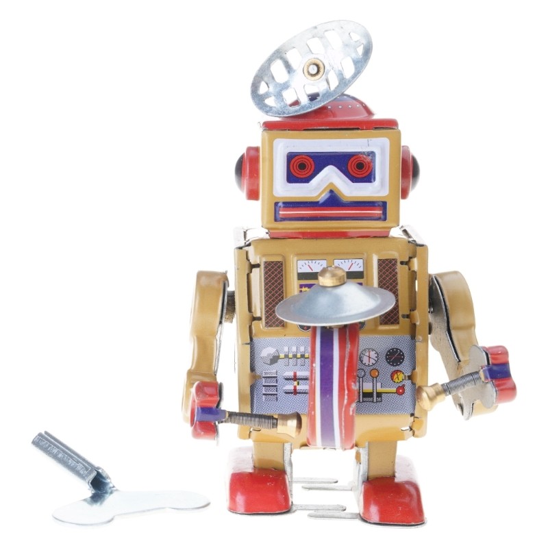 Robot Drummer Wind Up Toy With Vintage Charm For Collectors And Decors