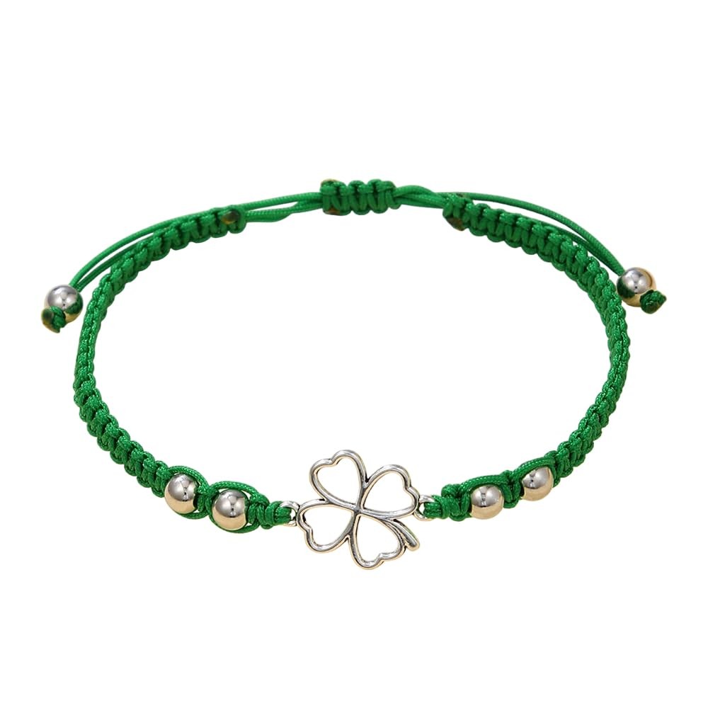 Pingyongchang St. Patrick's Day Bracelets Cute Green Clover Leaf Beads 