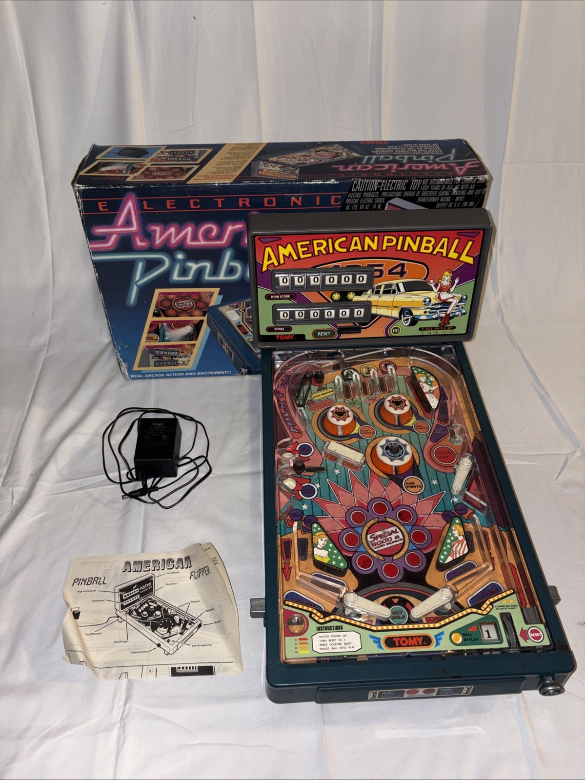 RARE Vintage TOMY Electronic Arcade American Pinball Machine Tested & Complete