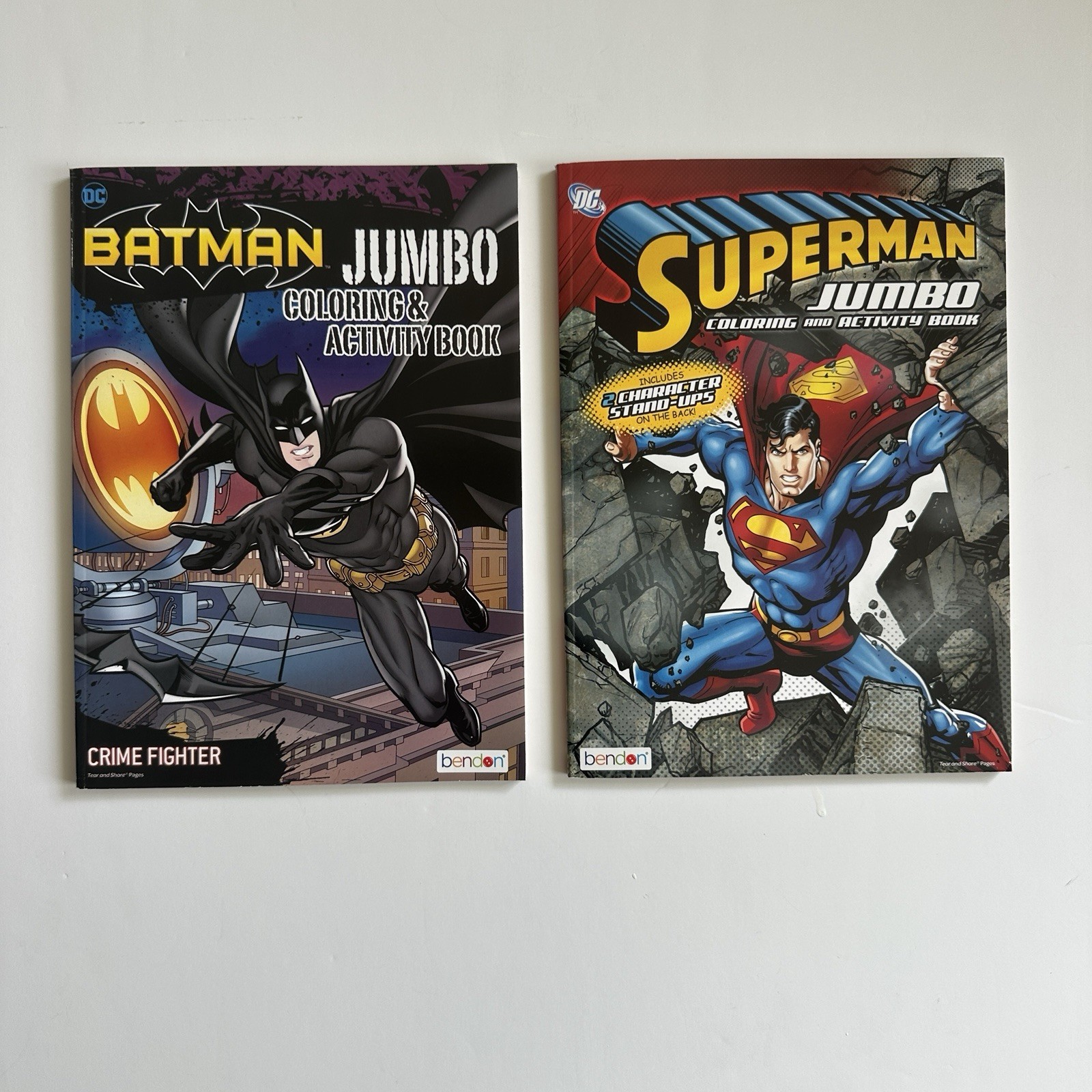 DC Comics Batman & Superman Jumbo Coloring and Activity  2 Books Set Bendon
