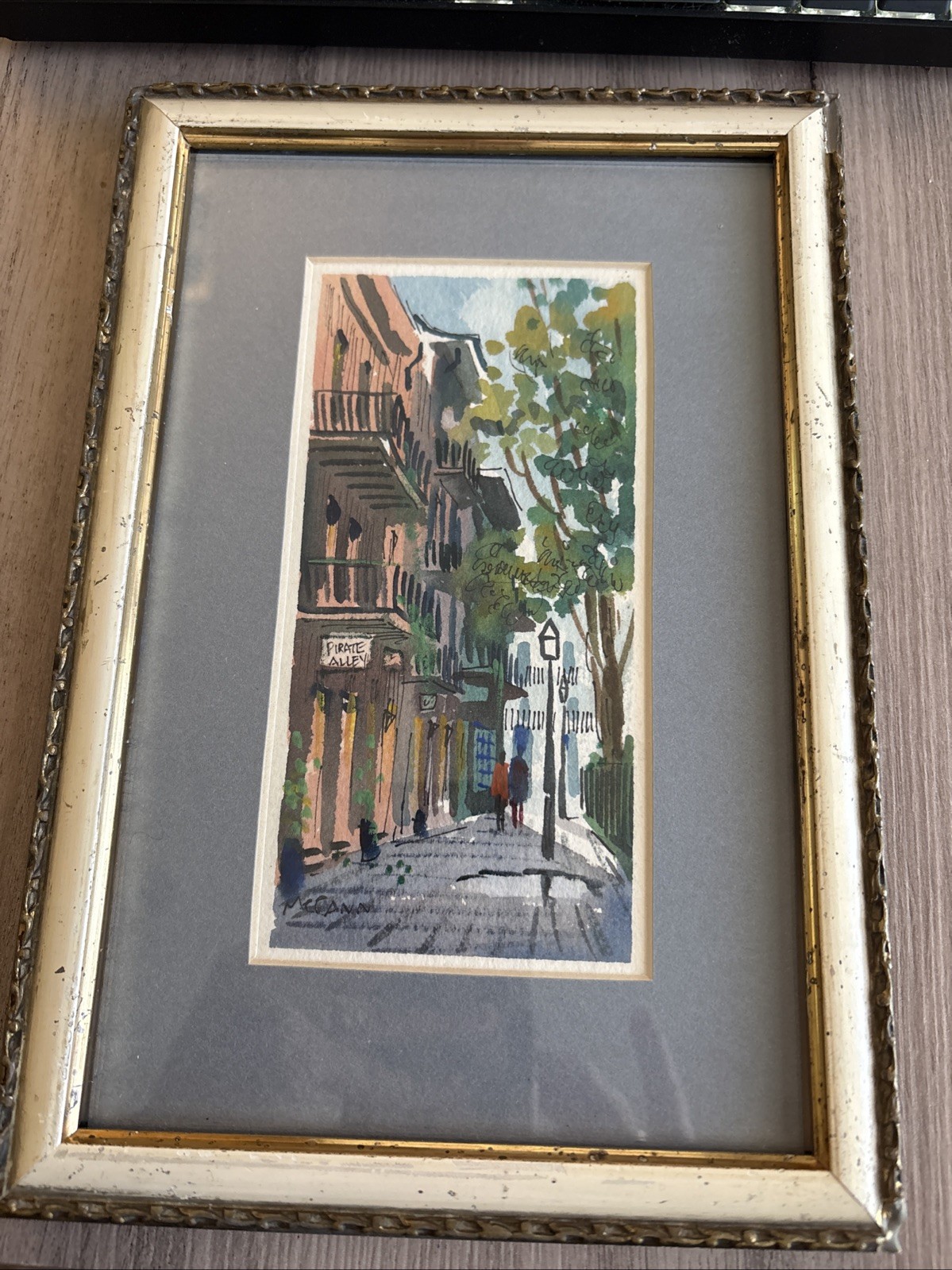 Vintage John McCann NOLA French Quarter Watercolor Painting Framed 10.5”