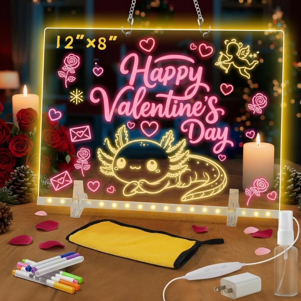 Led Acrylic Drawing Board with 7 Color Pens for Kids Birthday Christmas Gift-NEW