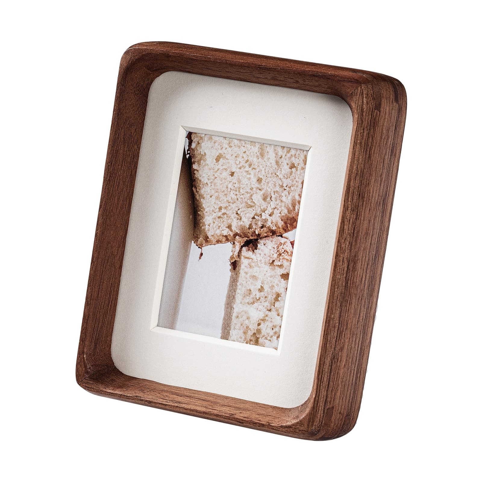Youncewooder 5x7 Picture Frame with 3.5x5 Mat - Rustic Farmhouse Walnut Wood Fra