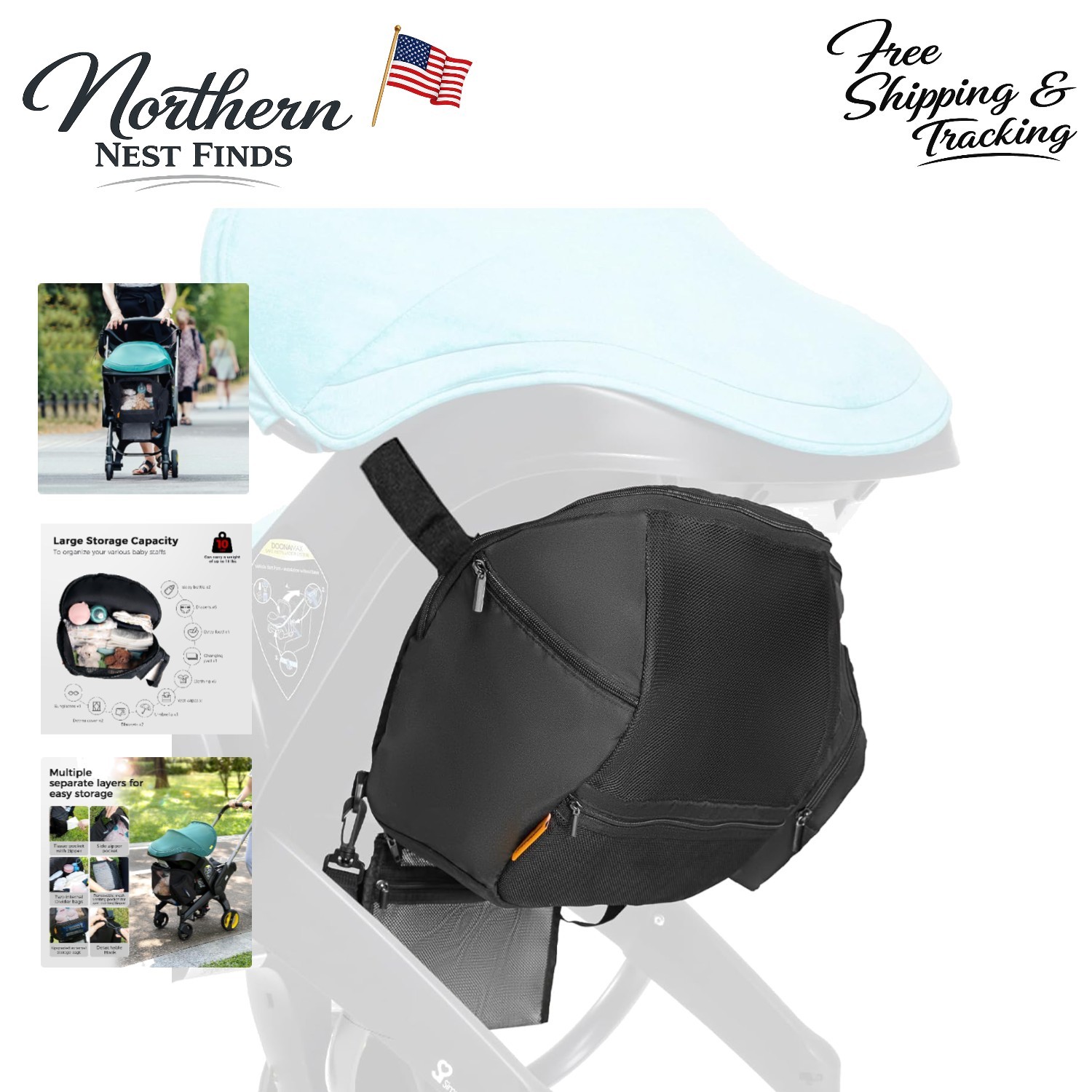 Luxury Doona-Compatible Storage Bag: Large Capacity, Durable & Wearable Design