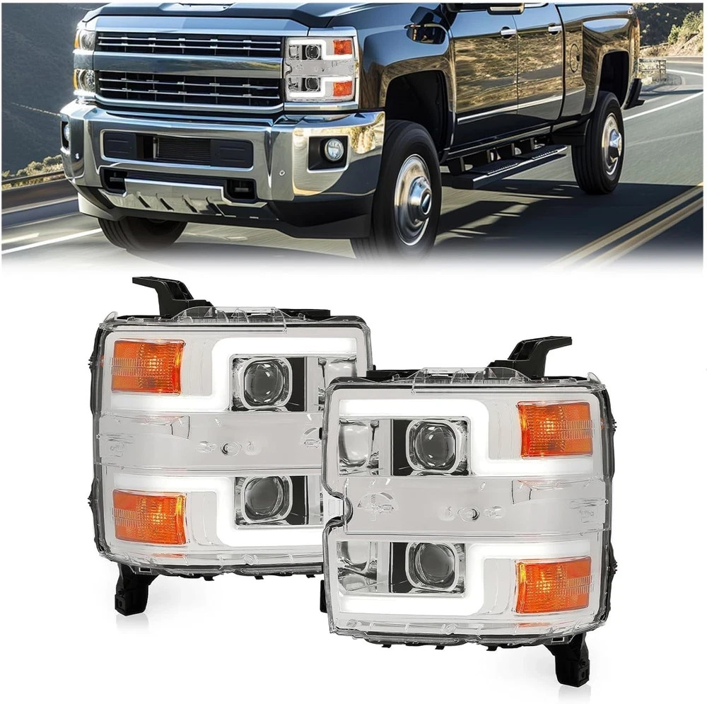 Projector Headlight Pair Compatible with 2015-2019 Chevy Chevrolet Silverado 250