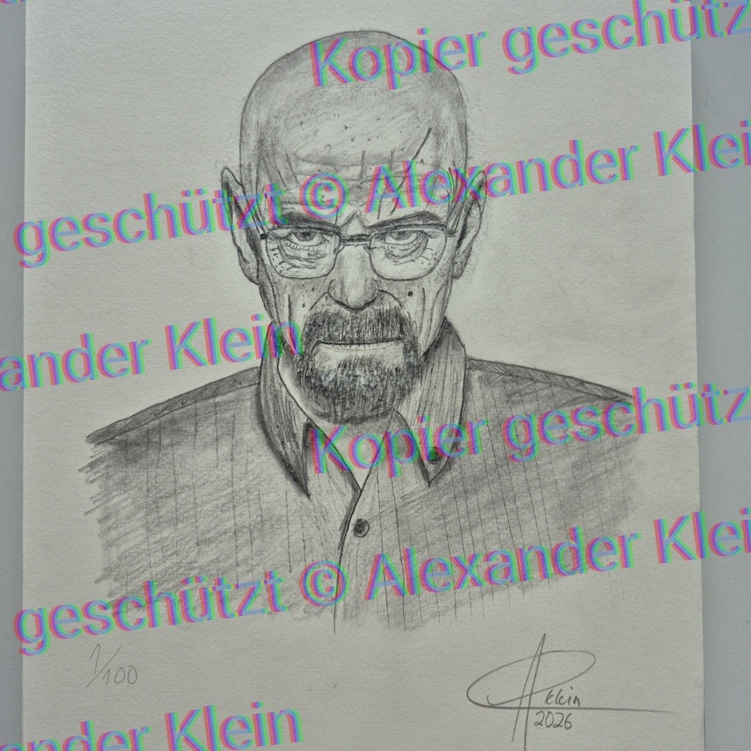 Breaking Bad Walter White Drawing Printout (1st Printout of 100, Signed)