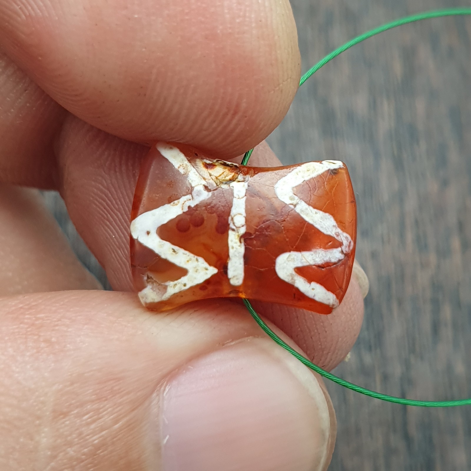 Ancient Himalayan indo tibetan central asian etched agate beads decorated bead