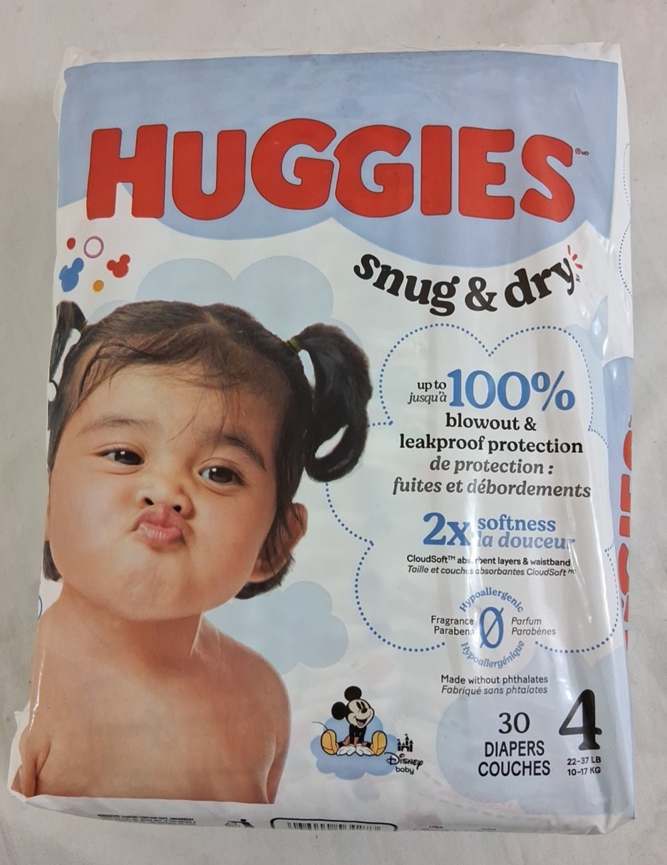 Diapers Huggies Size 4 Baby Snug & Dry 30 Count 22-37lbs