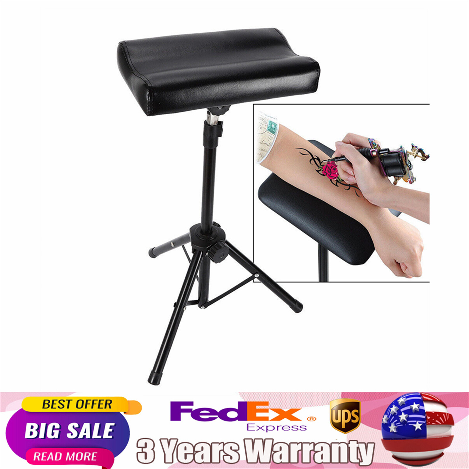 Portable Tattoo Arm Rest Leg Rest Tattoo Tripod Stand Chair Height Adjustable US