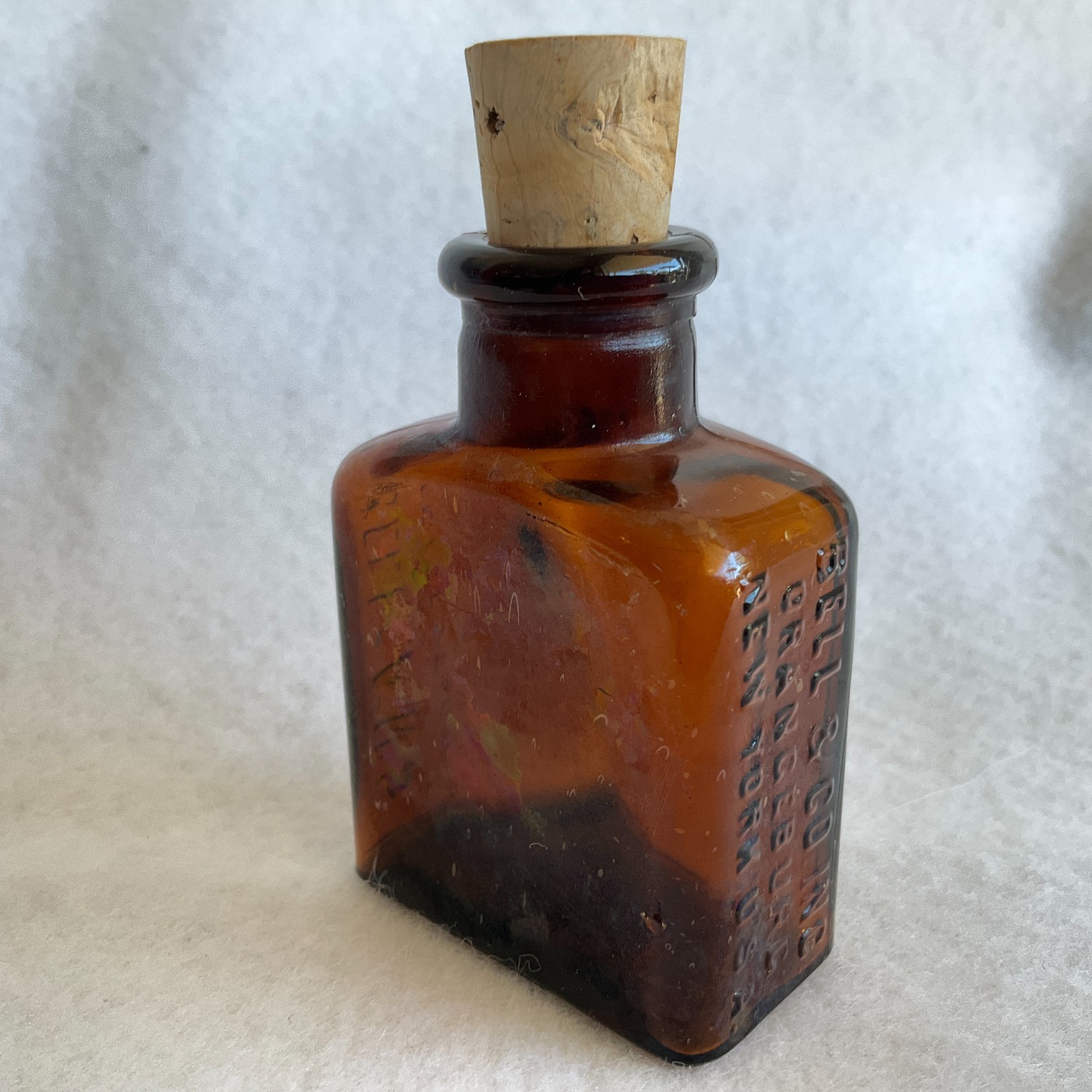 Vtg BELL-ANS Amber Glass Medicine Bottle Indigestion Orangeburg NY w/ Cork Stop