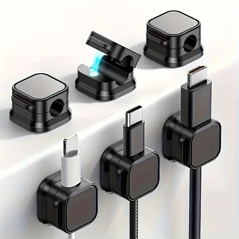 6Pcs Magnetic Cable Organizer Holder Desktop Hidden Cord Clips Reusable Wire Sto