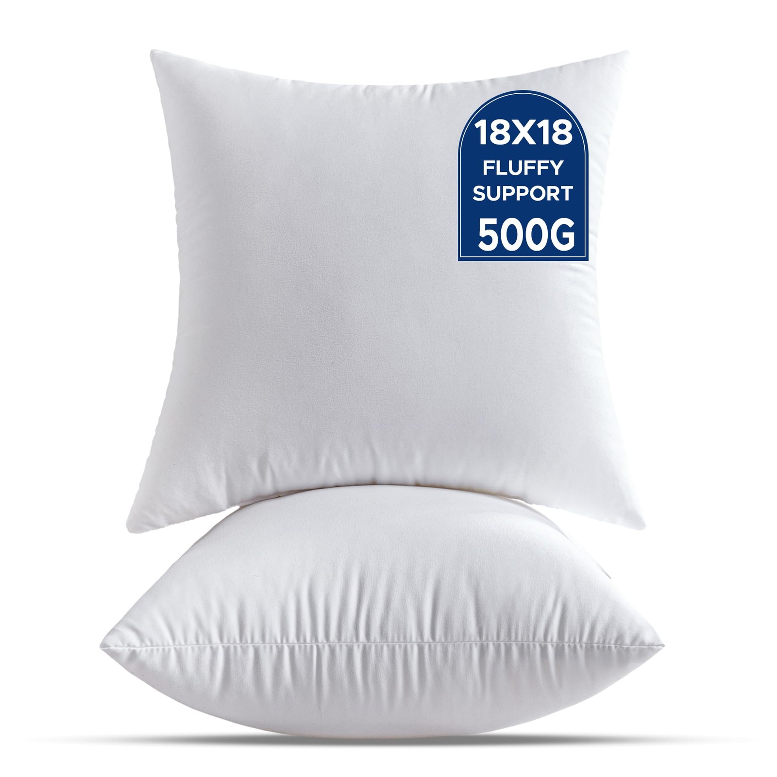 QSWRD 18 x 18 Throw Pillow Inserts Pack of 2 18 x 18 Inch Set 2, White 