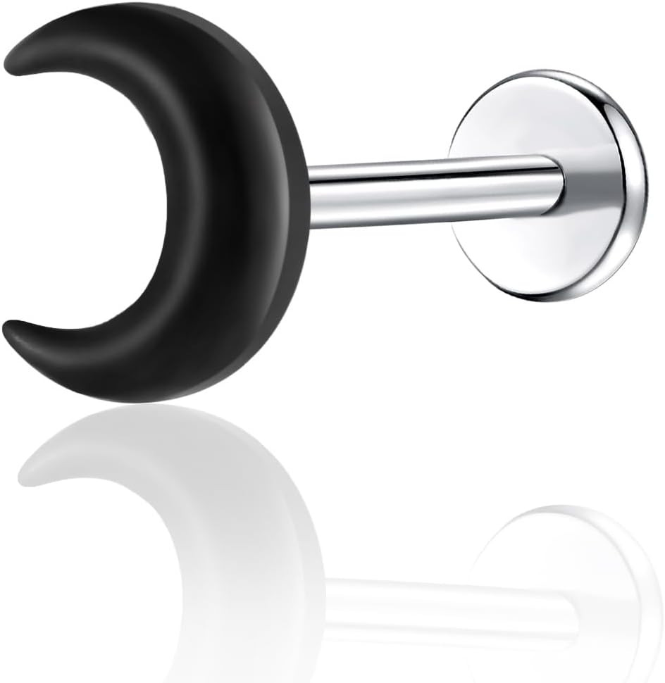 1Pcs G23 Titanium Flat Back Earrings Studs 16G F136 Implant Grade Titanium Labre