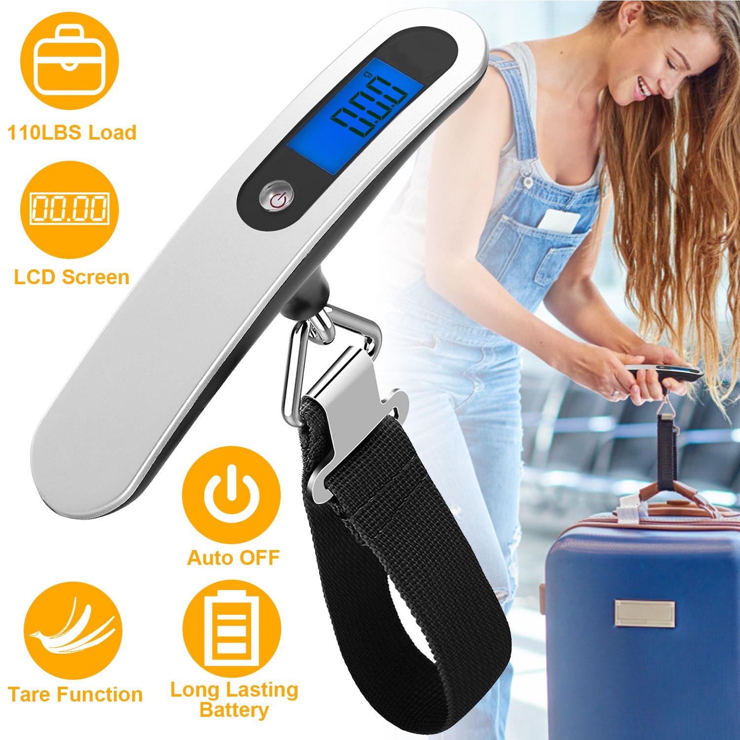 Portable Digital Luggage Scale 50kg 10g LCD Hanging Luggage Scale Electronic Dig
