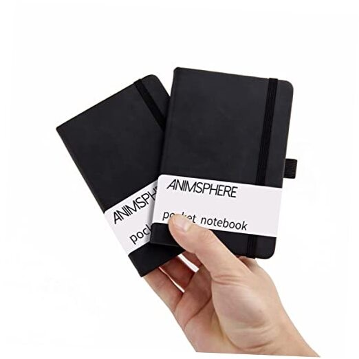 2Pack Pocket Notebook Small Notebook Journal Notebook 4 inches x 5.7 Black