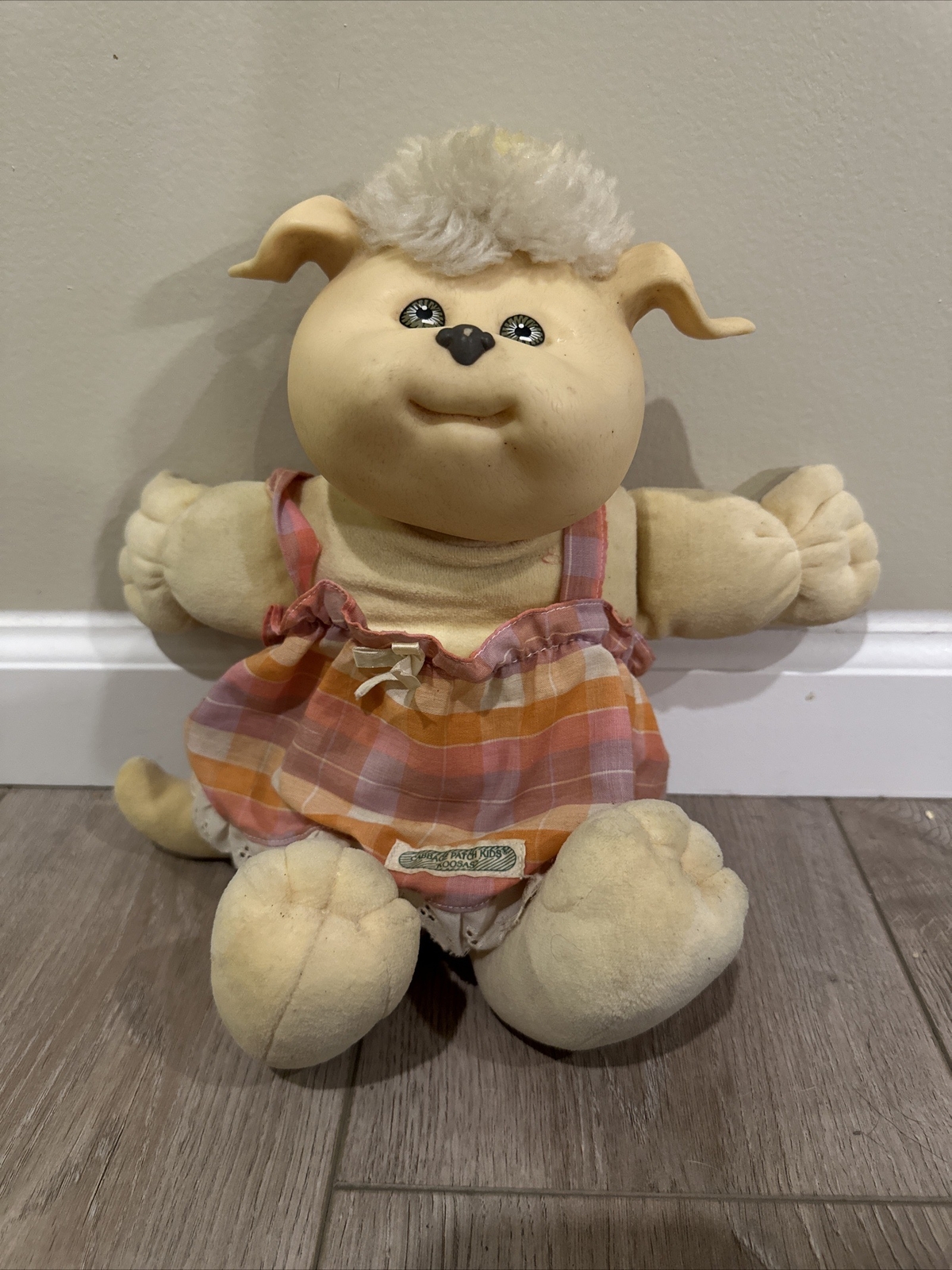 Vintage Cabbage Patch Kids Koosas Dog Blonde Hair By Xavier Roberts Overalls
