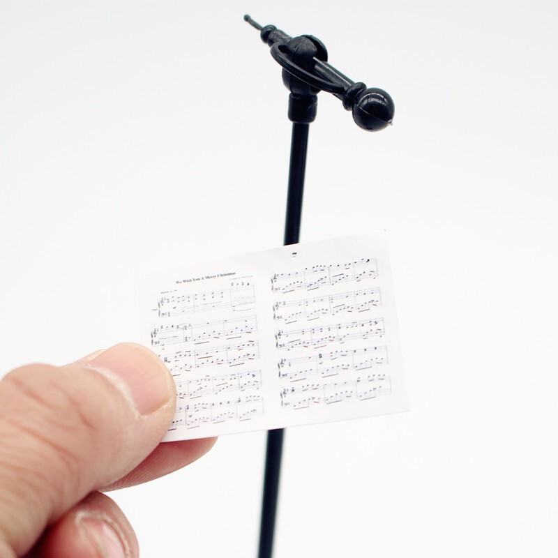 1Set 1/12 Scale Doll House Miniatures Accessories Microphone Sheet Music Guitar