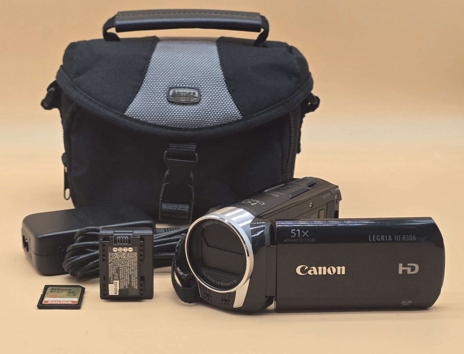 Canon Legria HF R306 HD Digital Camcorder Black With Charger And Case.