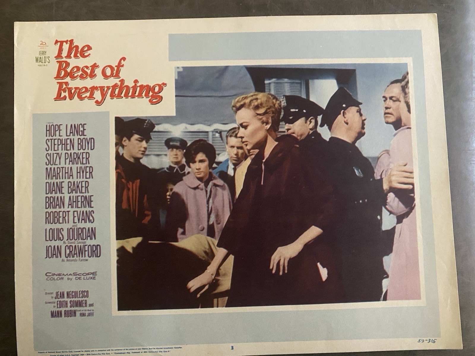 THE BEST OF EVERYTHING 1959 Original Vintage Lobby Card with Hope Lange