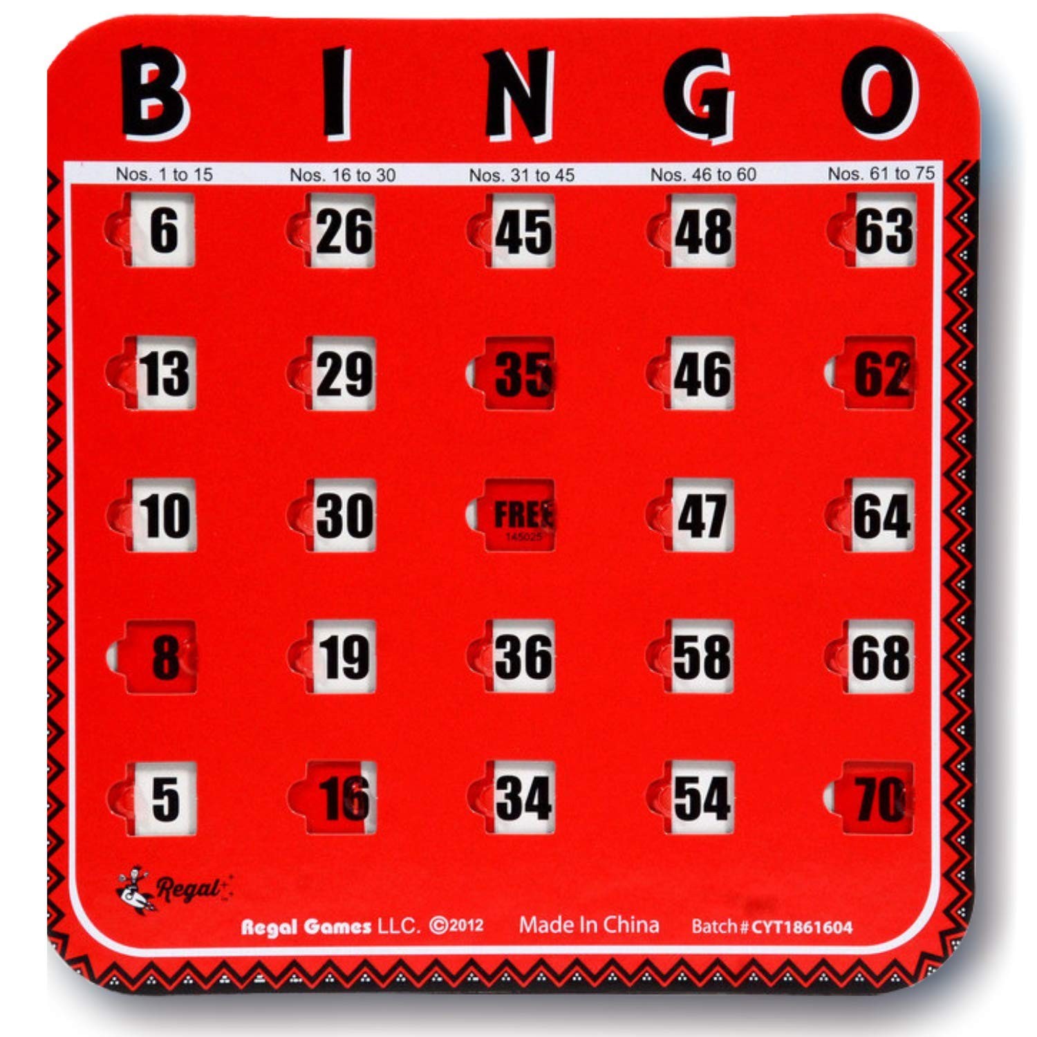 Regal Bingo Bulk Cards with 6.5 inches x 6.75 inches, Red (25-32) 