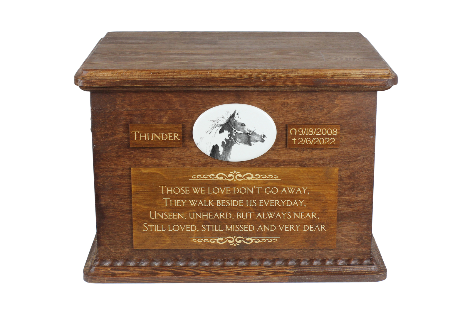 American Paint Horse Holzurne With A Standing Statue Art-Dog