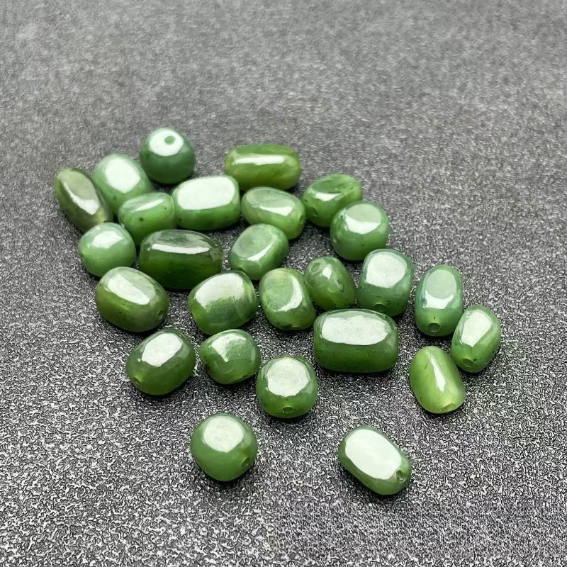 10-20PCS Natural Hotan Jade Deep green rectangular shape Loose beads