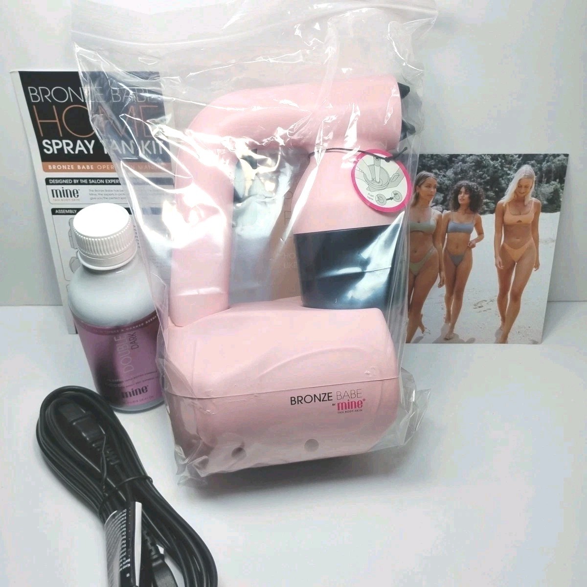 NEW MINETAN MINE TAN BRONZE BABE PERSONAL MOBILE TAN GUN BODY SPRAY KIT Pink