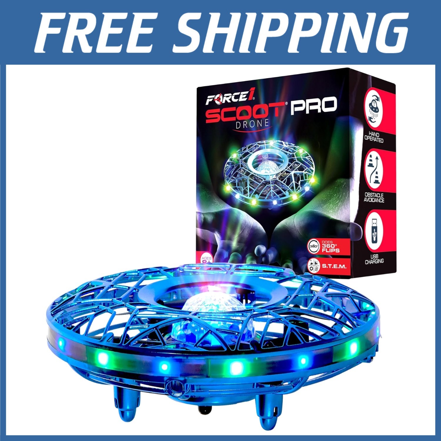 Scoot Pro Hand Operated Drone - LED Projection & 360 Flips