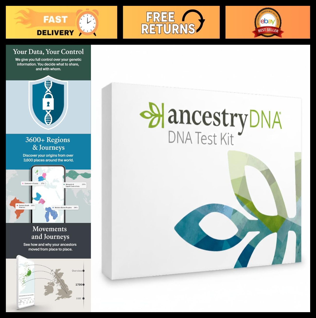Genetic Test Kit for Ancestry & Ethnicity - DNA Results, Origins & Heritage Insi