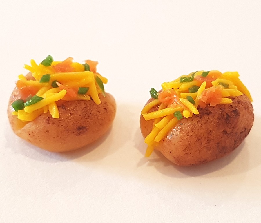 100 Dollhouse Miniature Baked Potato + Cheese *Doll Food Barbi Diorama Wholesale