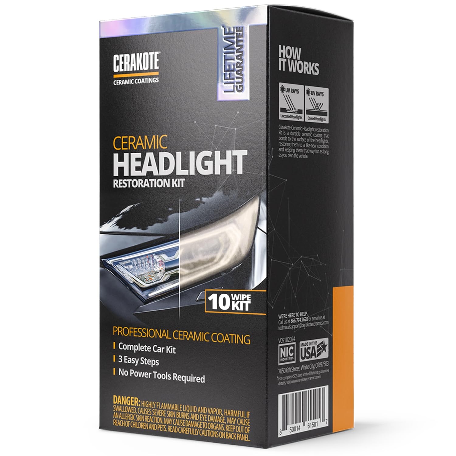 CERAKOTE® Ceramic Headlight Restoration Kit – Guaranteed 1 VEHICLE KIT, Clear 
