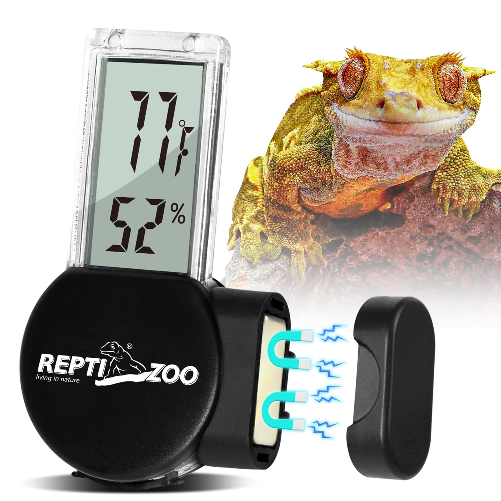 REPTI ZOO Magnetic Reptile Thermometer and Humidity Gauge, Digital LCD... 