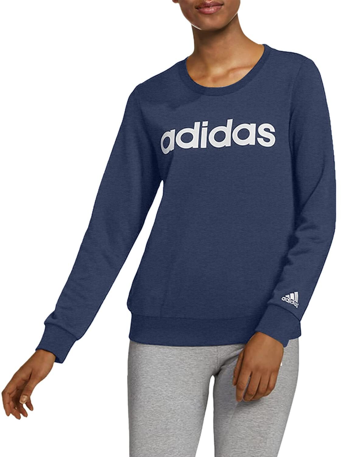 Adidas womens Linear French Terry Sweatshirt Crew Navy Size 1XL