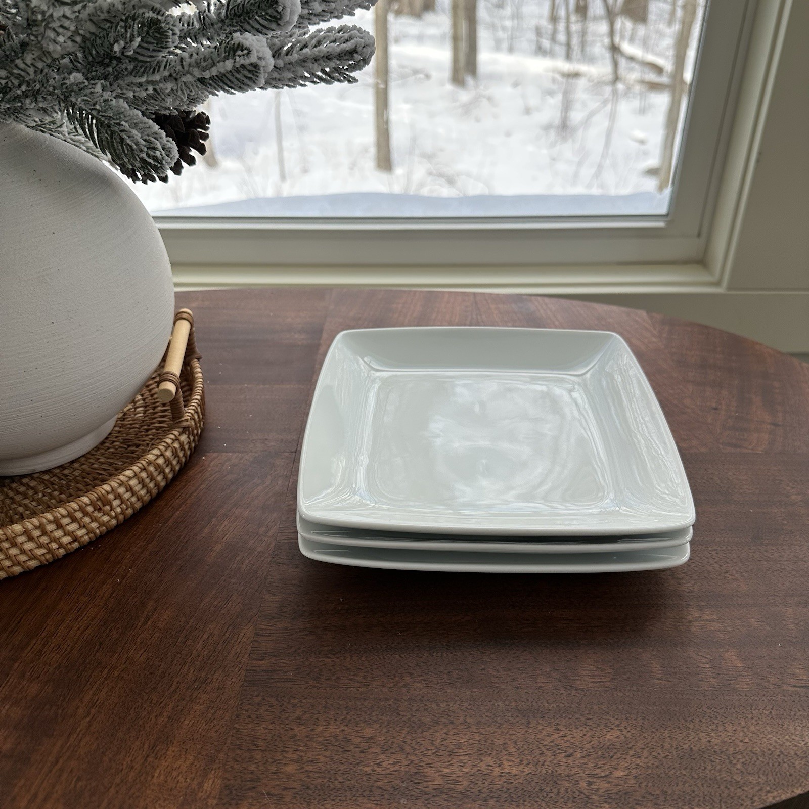 Better Homes & Garden Lunch Salad Plates Square White Lot Of 3