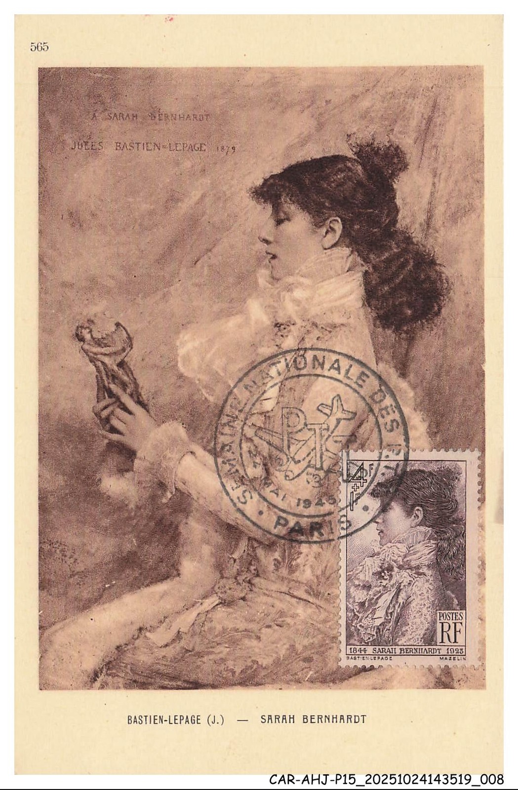 CAR-AHJP15-0691-CARD-MAXIMUN - Bastien-Lepage - Sarah Bernhardt - 1945