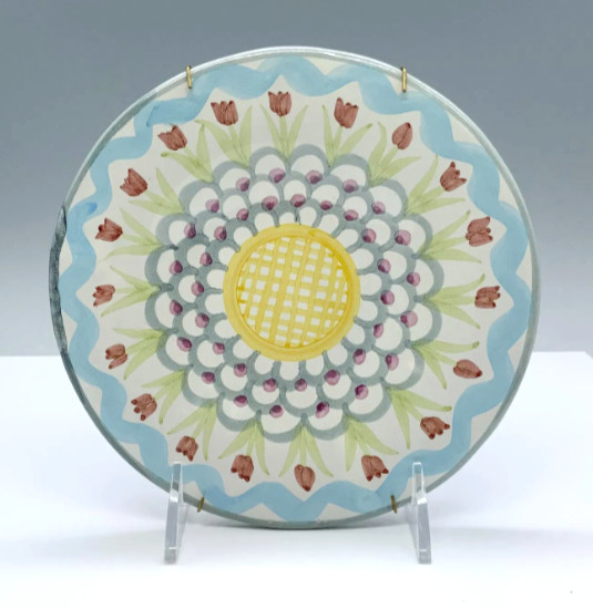 MacKenzie Childs Pottery King Ferry Decorative  Plate Flat Edge