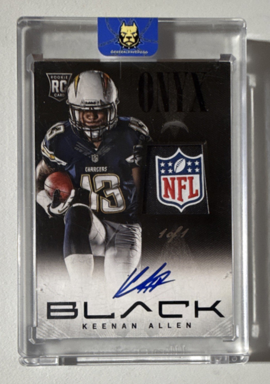 2013 Panini Black Onyx Rookie Shield Patch Auto 1/1 Keenan Allen Chargers 