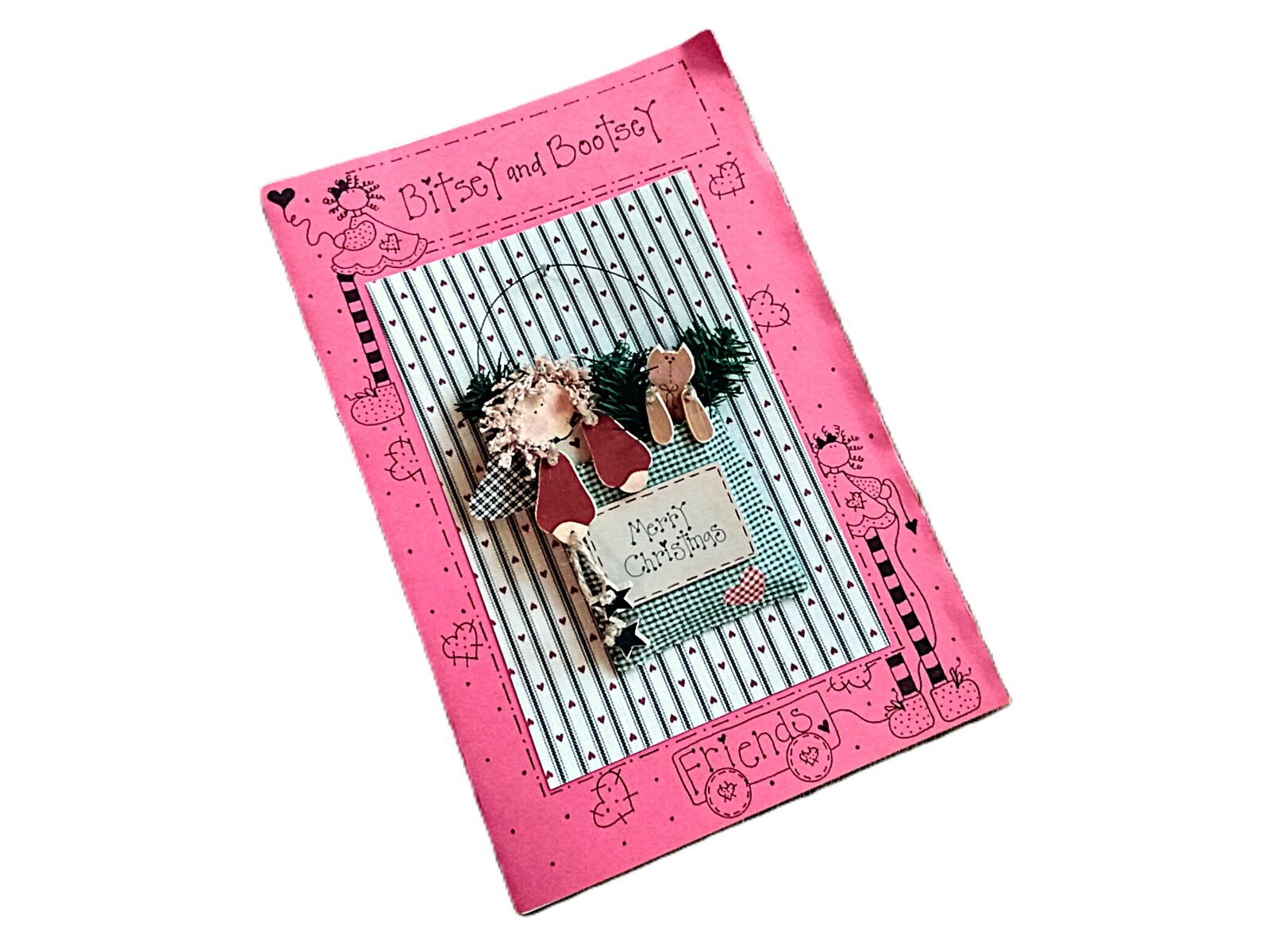 Wooden Christmas Sign Craft Pattern Angel and Cat Bitsey & Bootsey Rustic Shabby