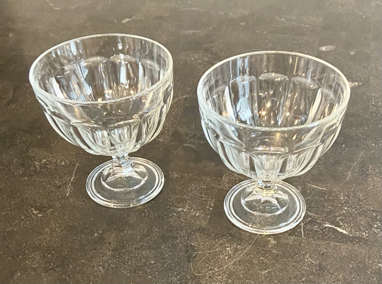 Vintage Set Of 2 Clear Footed Desert/Parfait Goblets