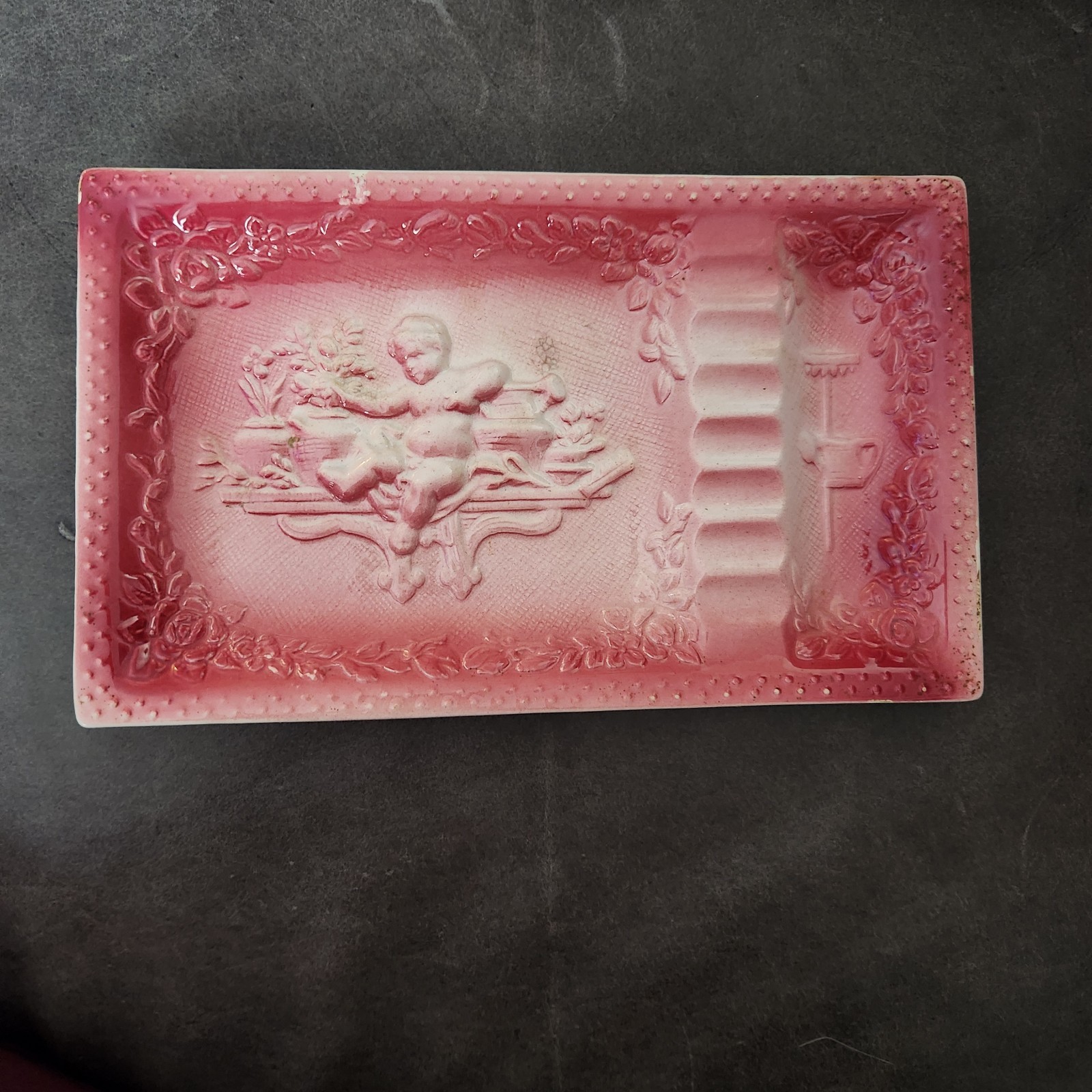 VINTAGE 1960’s MID CENTURY LARGE ASHTRAY PINK 10" x 6" MCM 