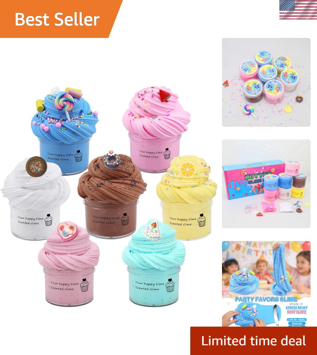 ASTM Certified 7 Pack Cake Butter Slime Kits - Creative Play for Boys and Girls