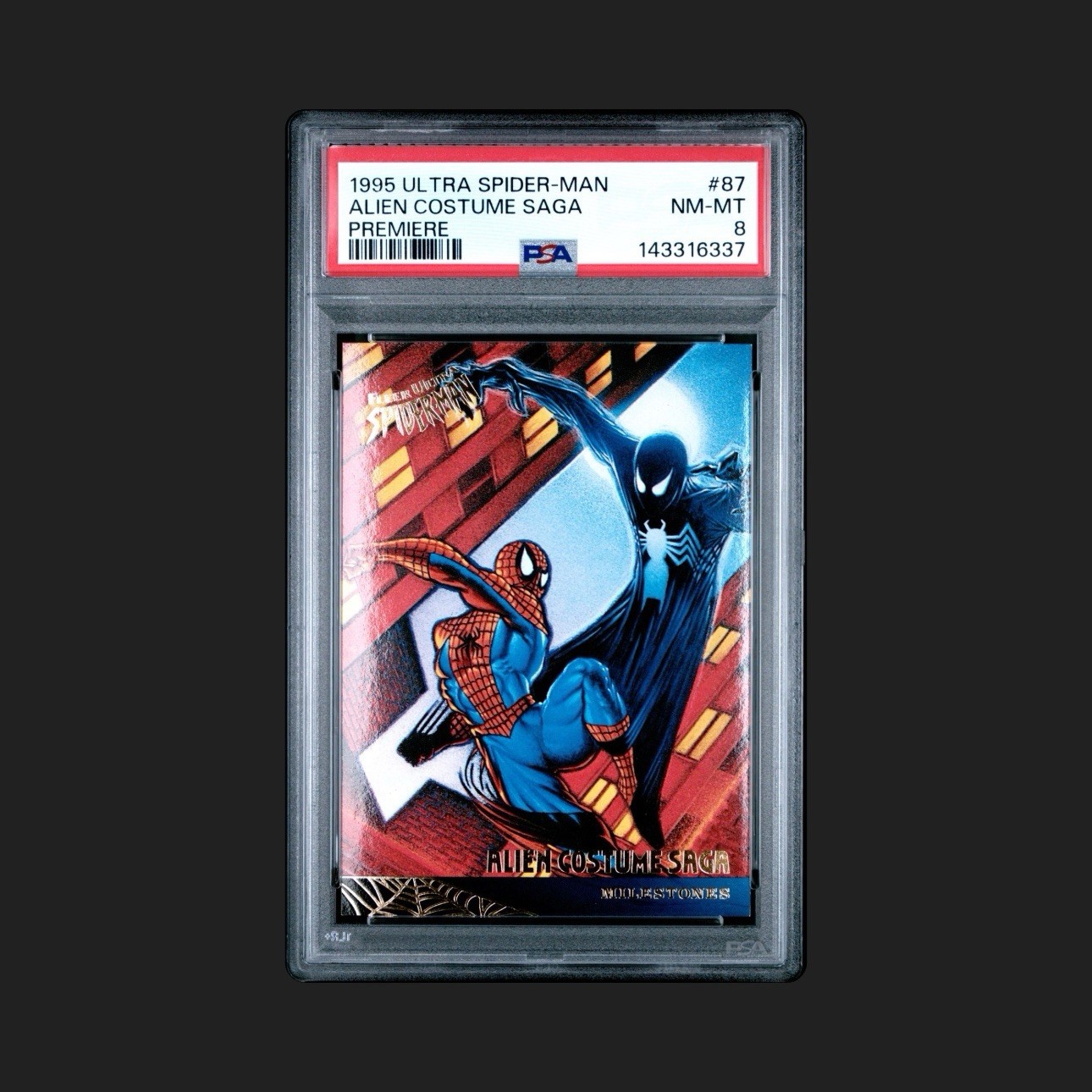 1995 FLEER ULTRA SPIDER-MAN PREMIERE #87 SPIDER-MAN PSA 8 NM-MT 🕸️ LOW POP! 🔥