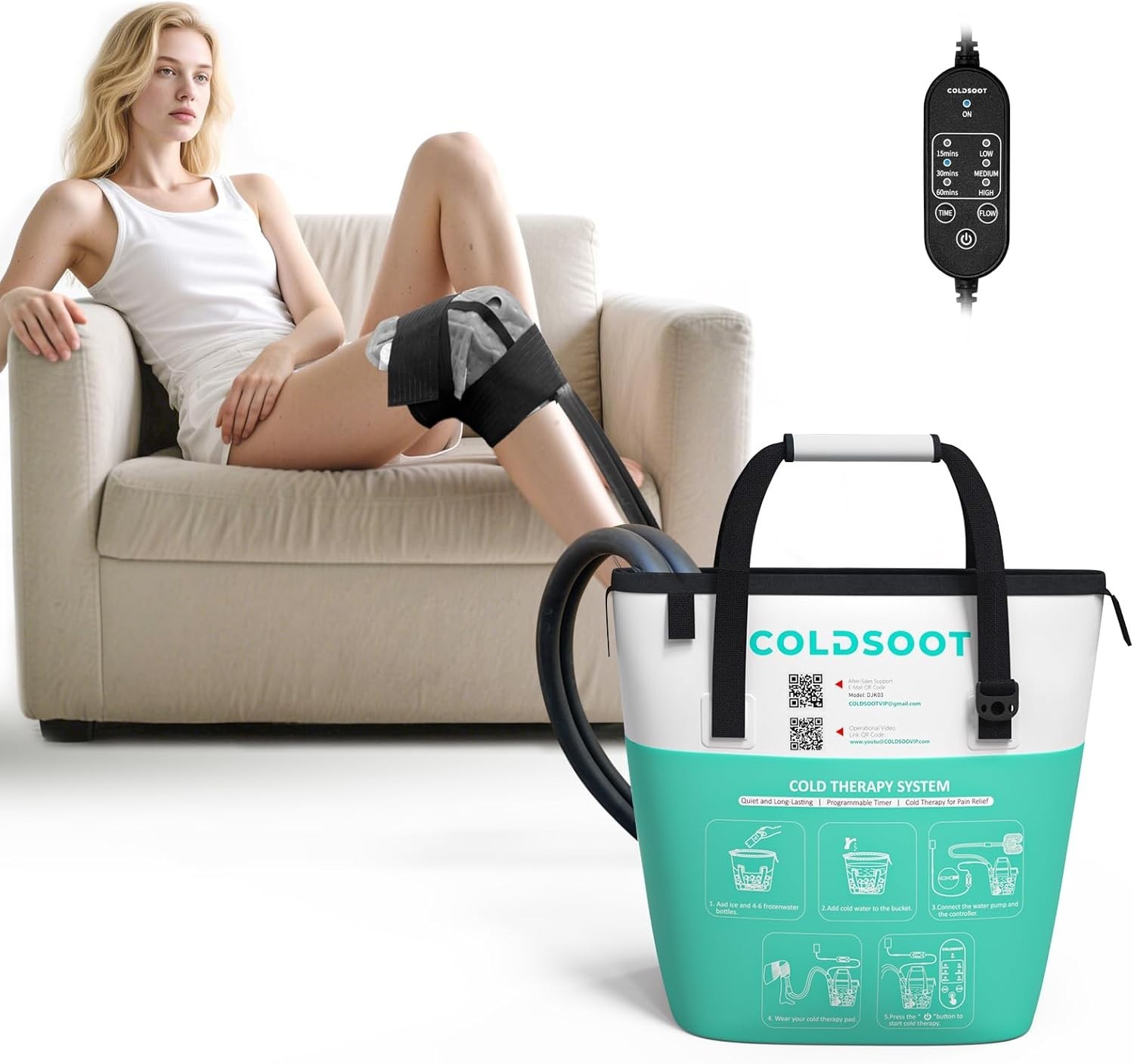 COLDSOOT Cold Therapy Machine wTimer Compact and Portable Ice Machine