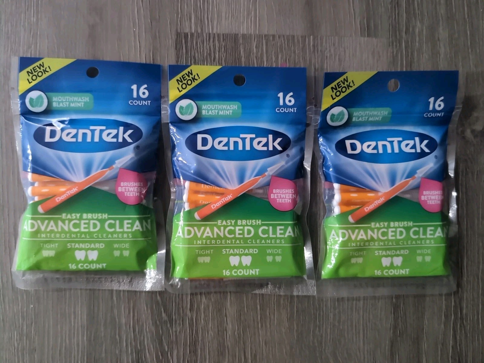 Lot Of 3 DenTek Easy Brush Interdental Cleaners, Mint 16 ea