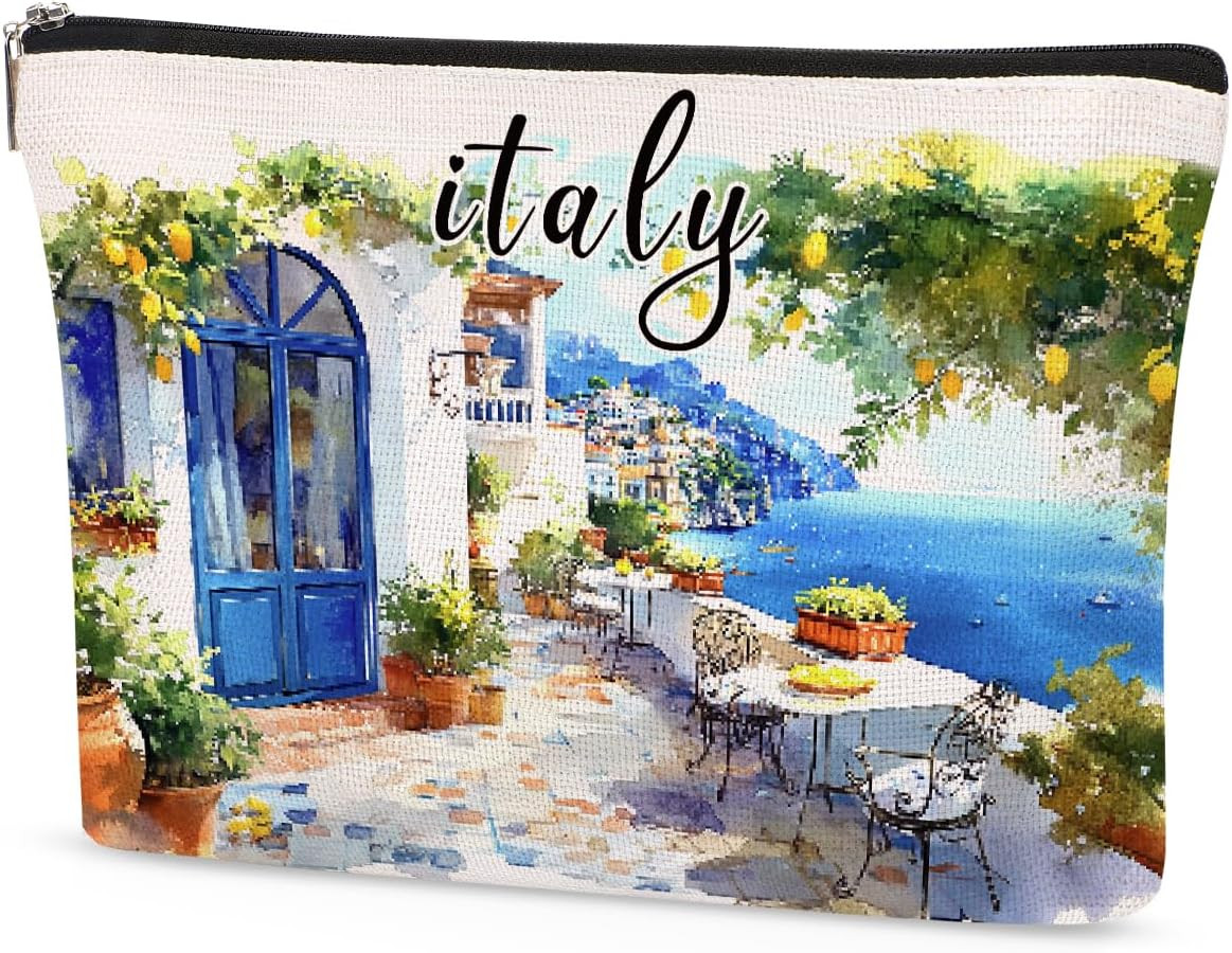 Italy Makeup Bag Gifts for Women, Italy Souvenirs, Travel Essentials Cosmetic Po