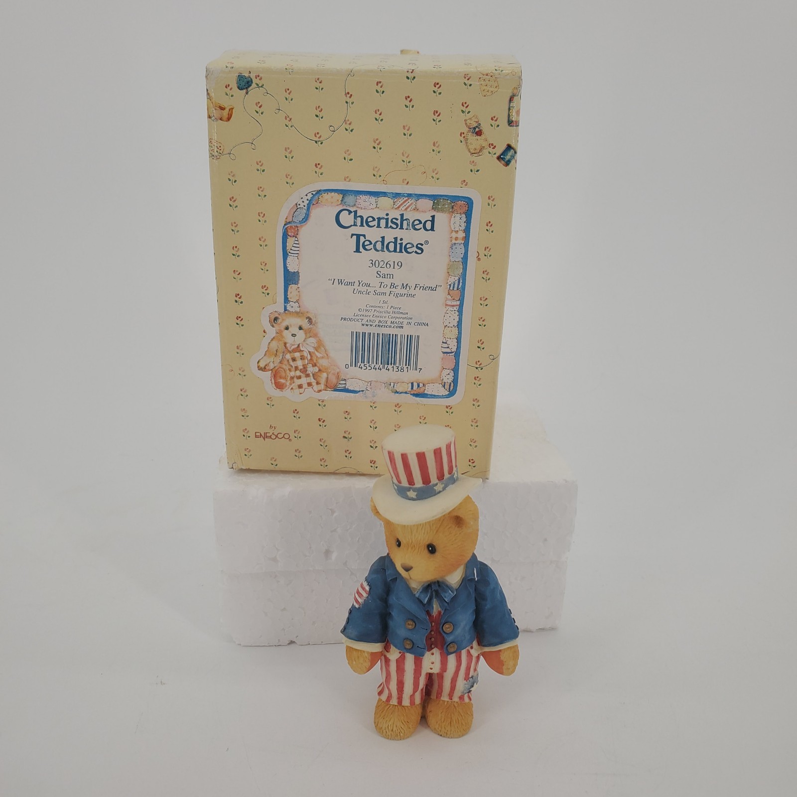 Cherished Teddies Figurine Uncle Sam Bear I Want You July 4 Decor USA #302619