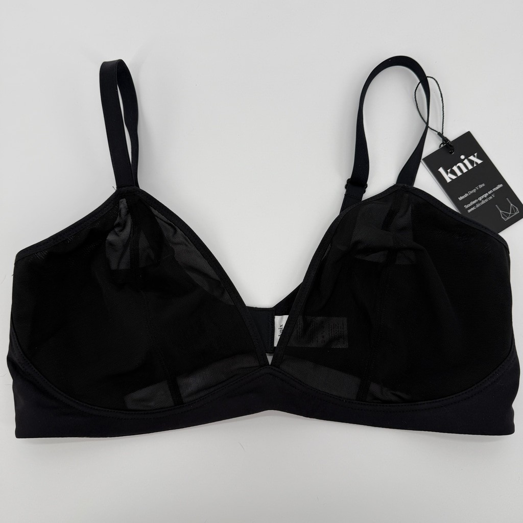 Knix Black Mesh Deep V Bra XXL++ NWT