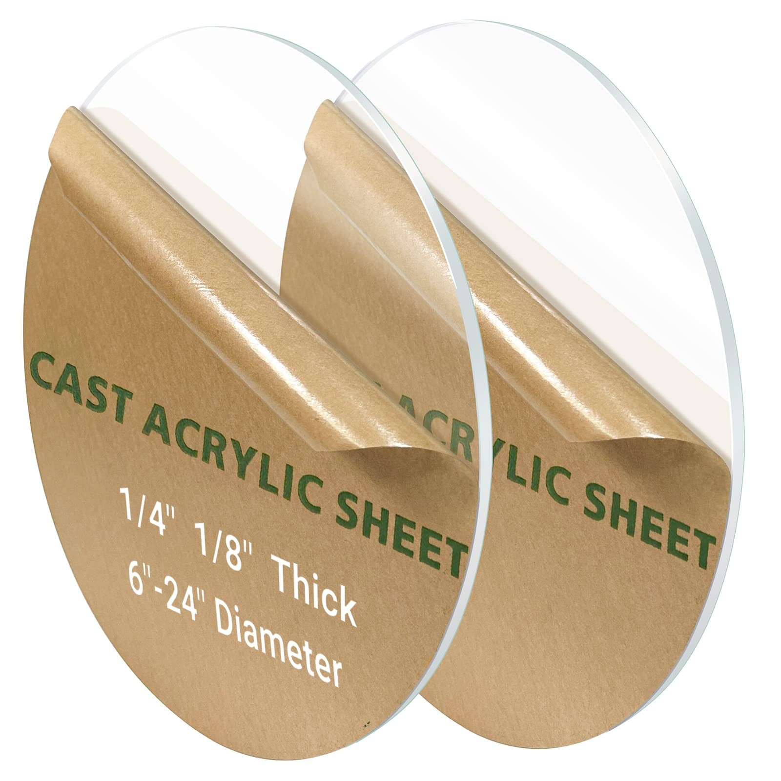 2 Pieces 1/4" Round Plexiglass 6 Inch Diameter, 1/4”Thick (2 Pieces), brown 