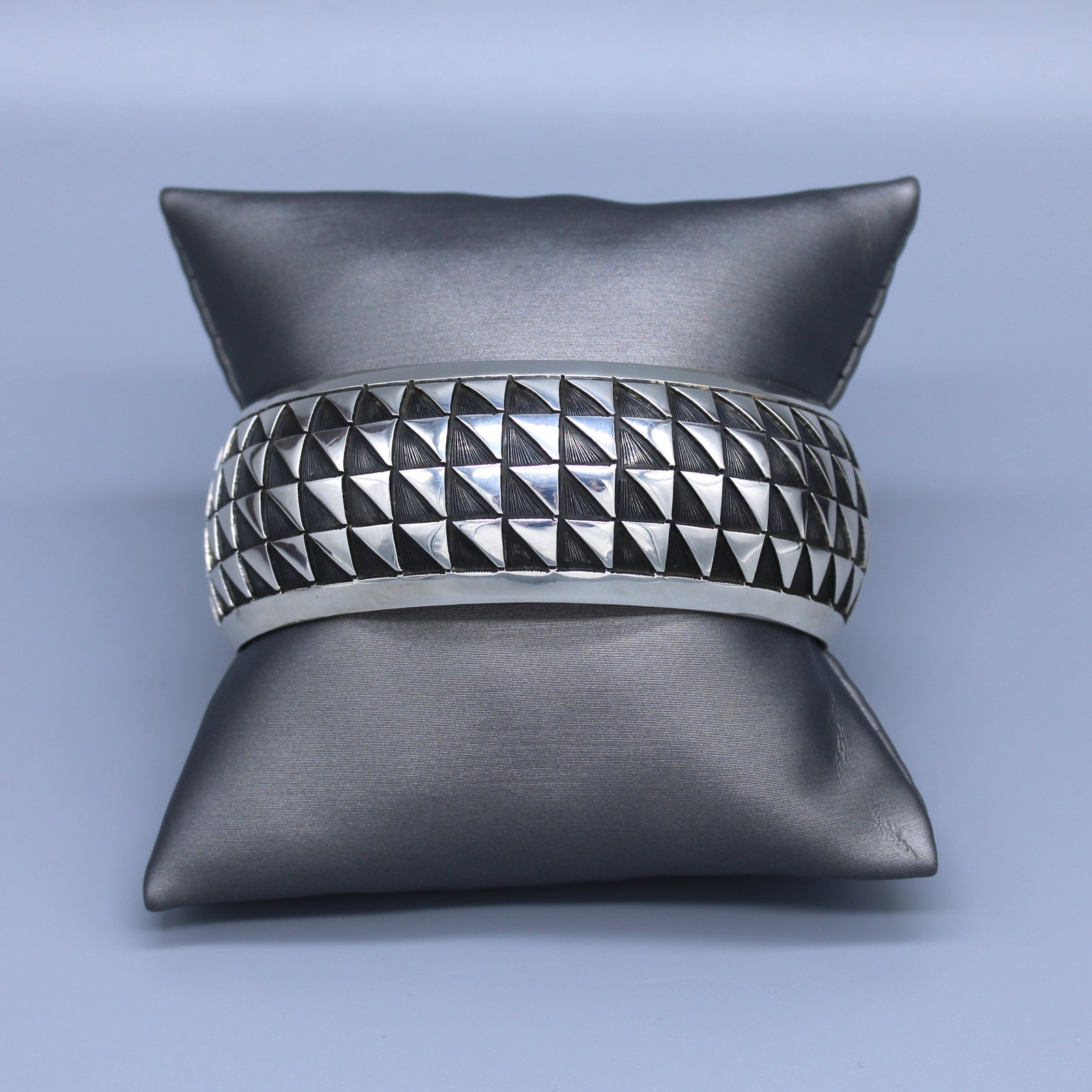 Beautiful Sterling Silver Overlay Hopi Style Cuff Bracelet