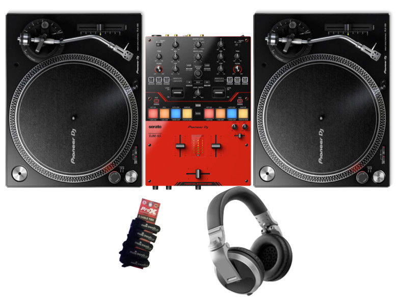 Pioneer DJ Scratch Turntablist Bundle 2xPLX500+DJM-S5+HDJ-X5S
